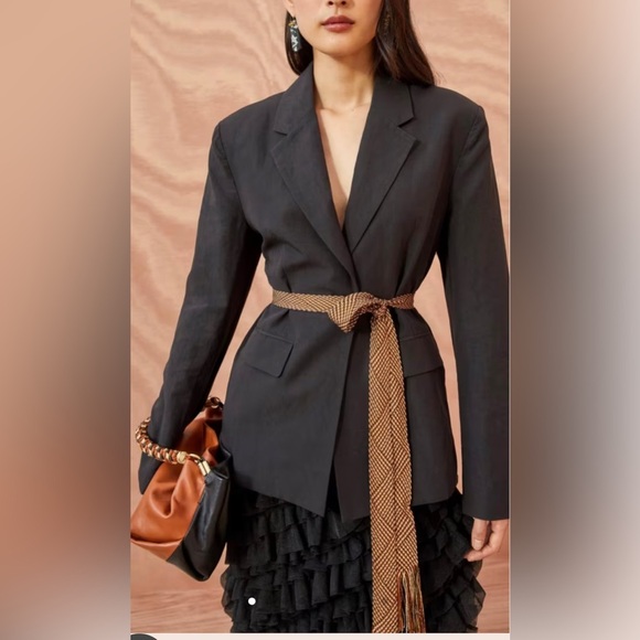 Ulla Johnson Jackets & Blazers - Ulla Johnson Ellery belted cotton, linen and silk-blend blazer Black size 4